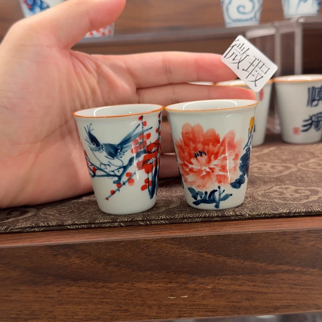 釉下手绘茶具微瑕