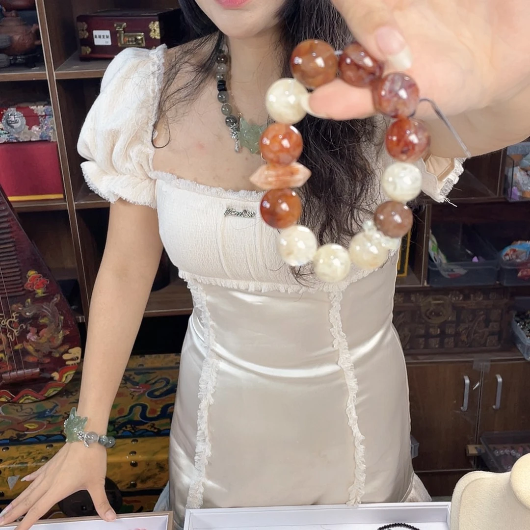 水晶手链银S925镀金镶嵌