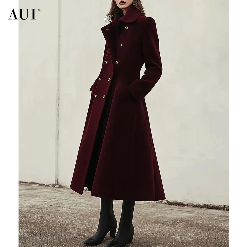 【Leo专属】AUI安可拉红高端设计感毛呢外套女呢子大衣-24D096514