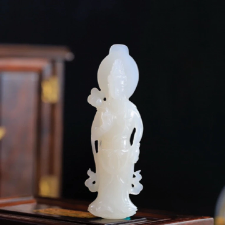 1玉美人小程和田玉玉质温润细腻油性十足白玉观音菩萨挂件