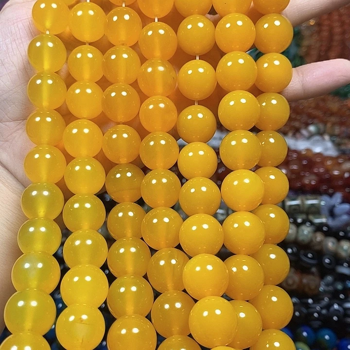 玛瑙/玉髓未镶嵌珠宝半成品A级黄玛瑙卡14mm