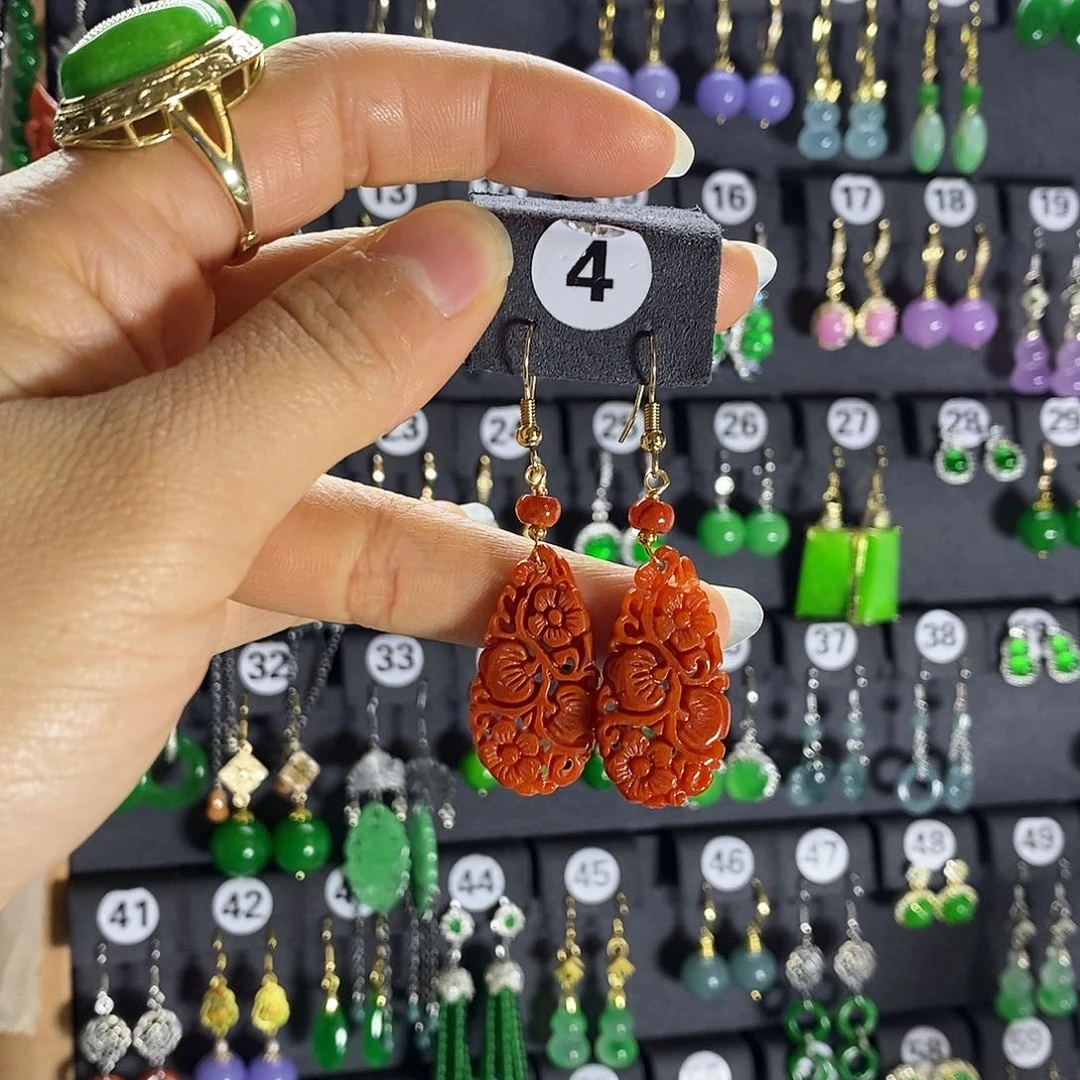 银S925镶嵌翡翠耳饰4