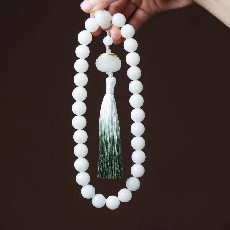 天然高抛白菩提根手串大白手持香囊流苏款｛赠送手套盘玩袋｝