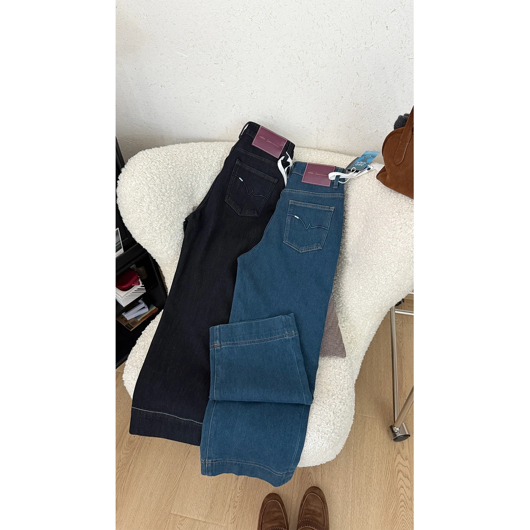 苏安家｜升级糯米神牛 四面弹一体绒加绒版立体海鸥线牛仔裤九分