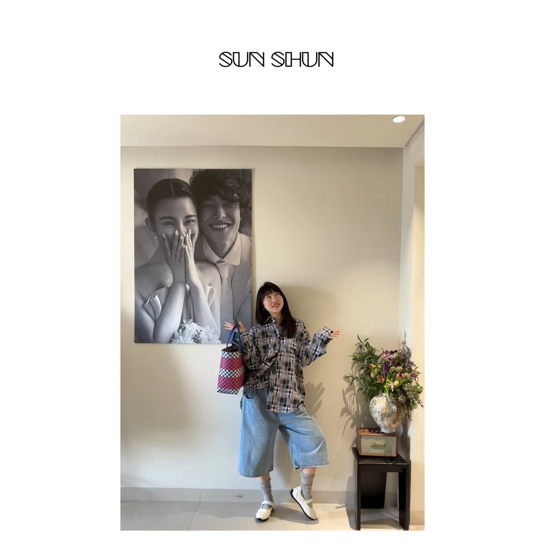 Sanshun－ ( 小众腰臀裤)－直筒时尚休闲宽松七分牛仔裤春夏