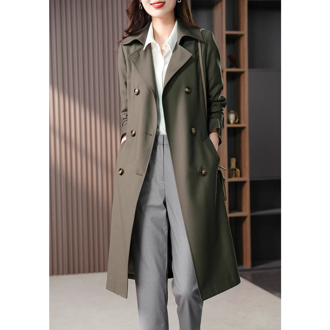西装领休闲风衣式外套女2025秋季新款时尚通勤收腰流行英伦风大衣