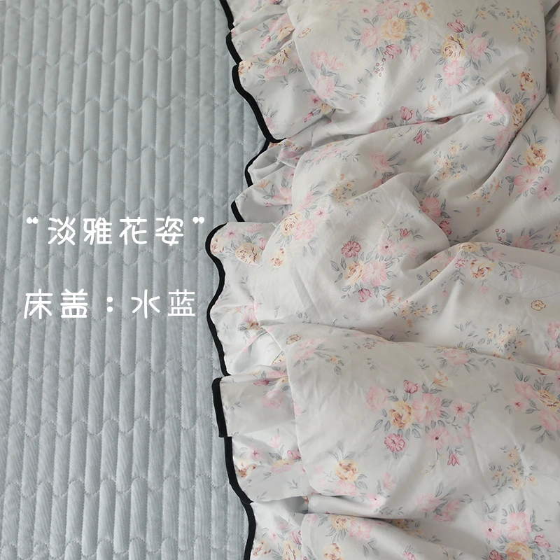 四季款春秋新款床盖款四件套韩版花边夹棉加厚款四件套