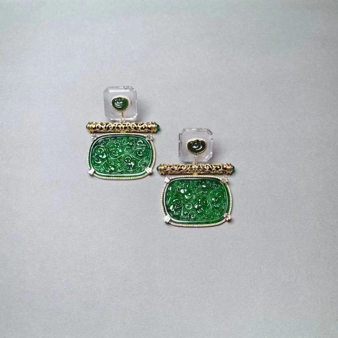 海派系如意绻翡翠耳环a