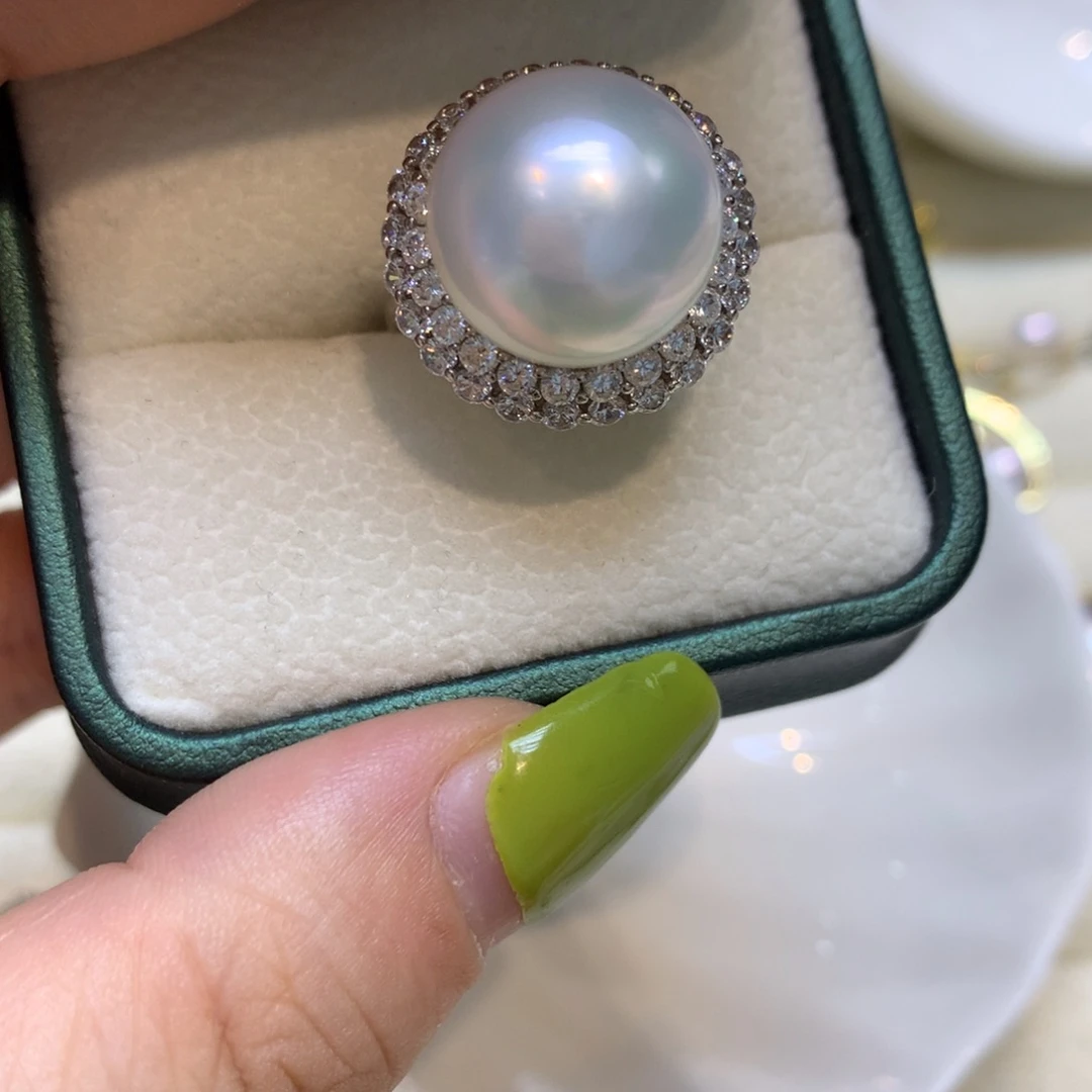 海水珍珠戒指银S925镶嵌