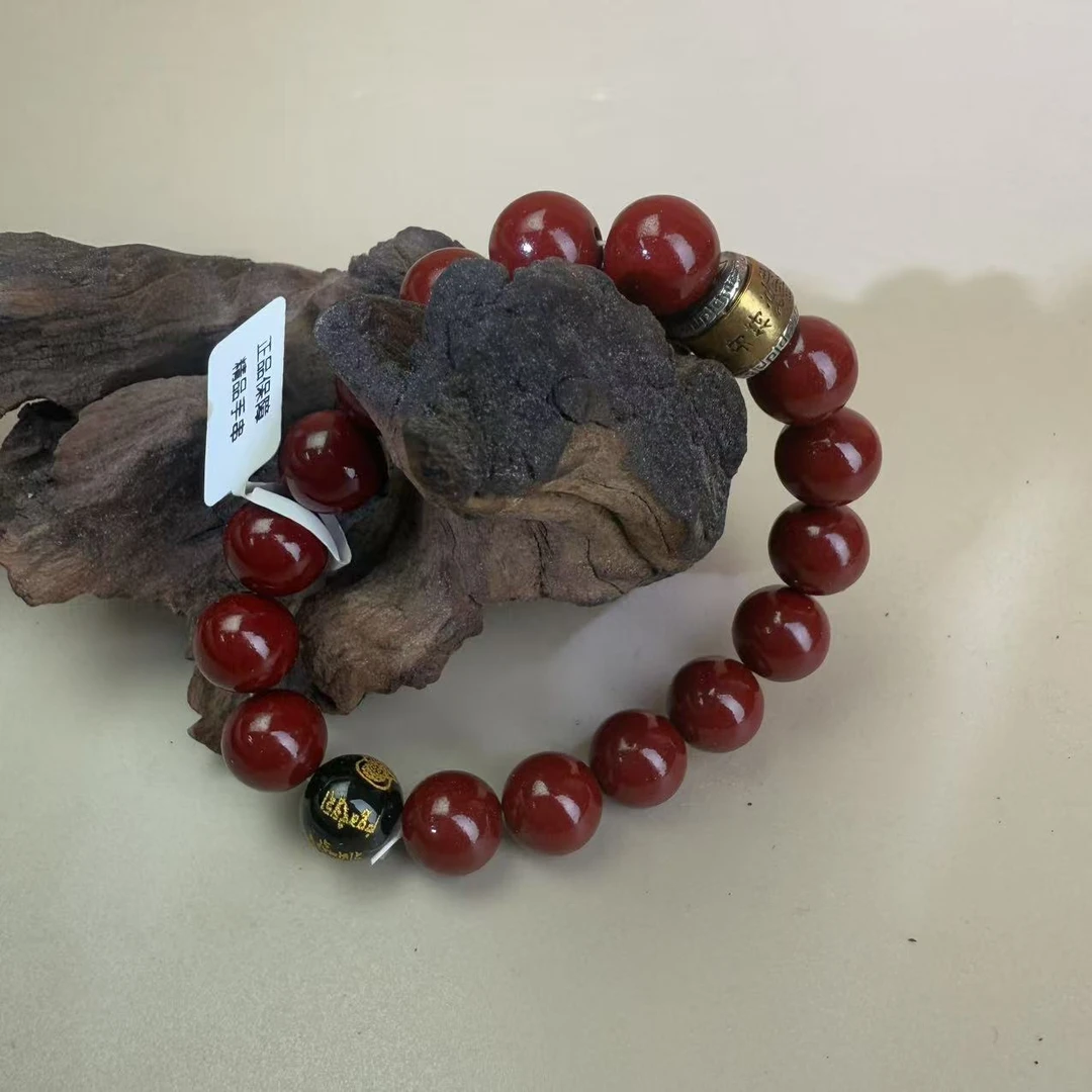 含辰砂工艺品zs 圆珠 带黄财神 手串 精选手串
