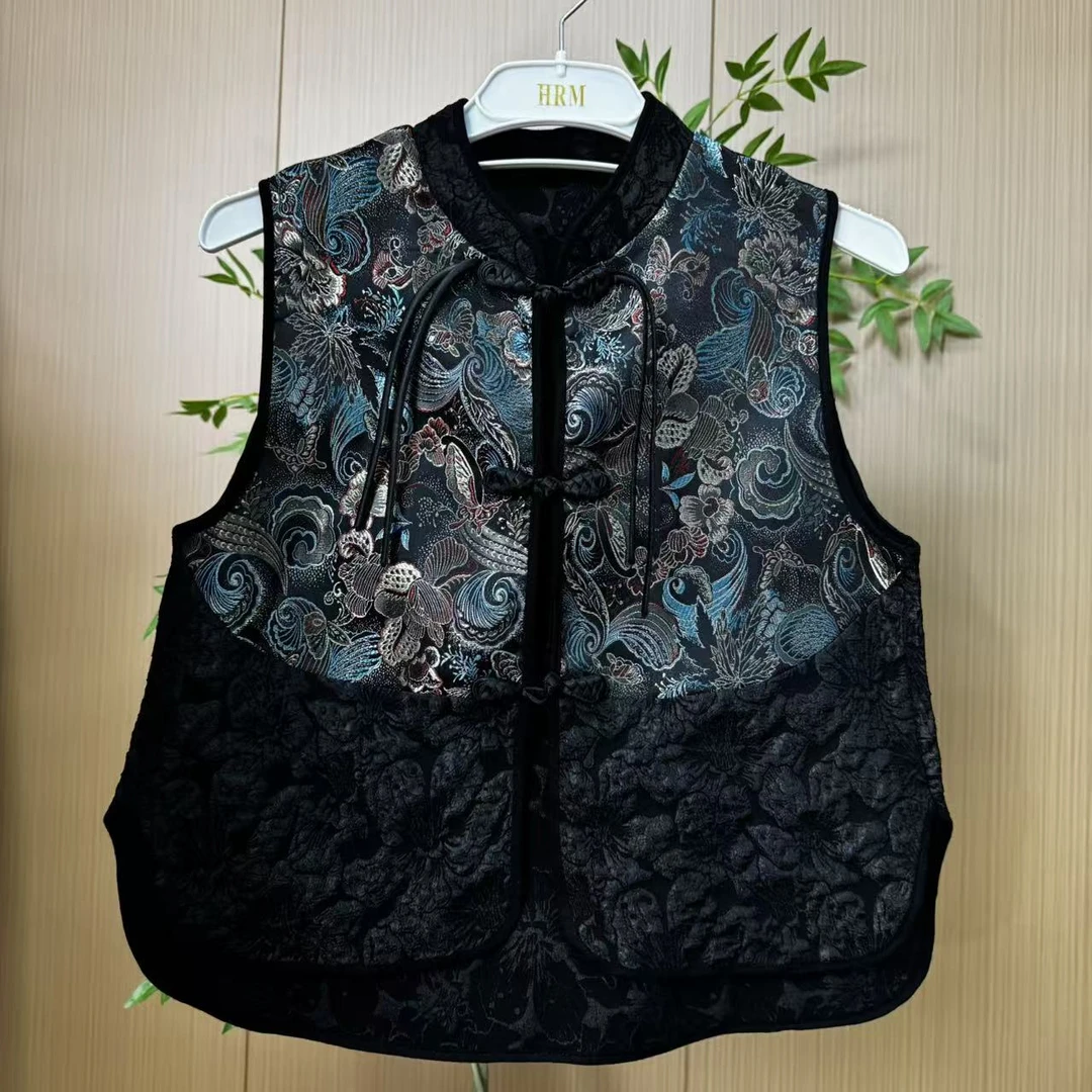 136新中式刺绣马甲显瘦轻奢女装