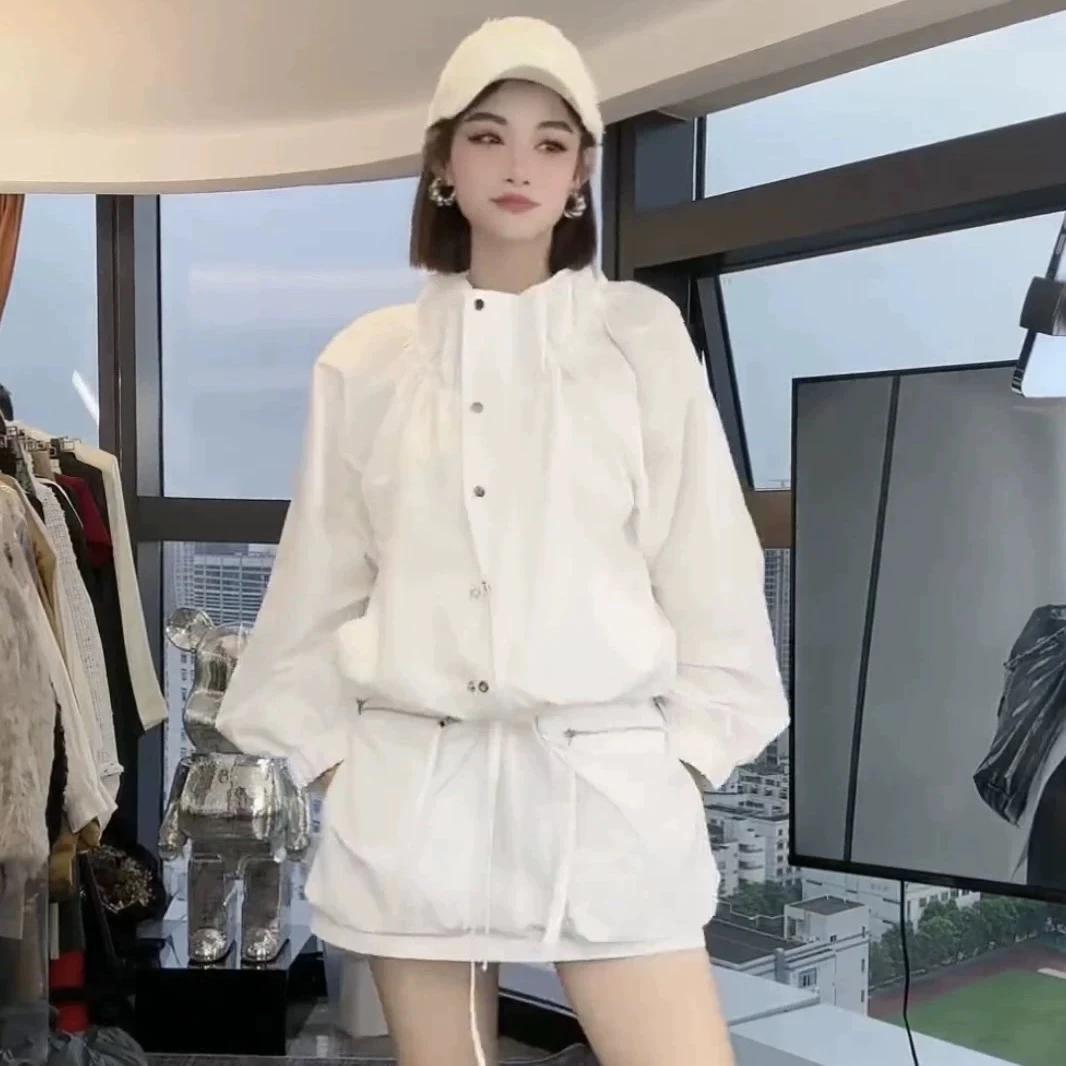 新款时尚洋气百搭女装裙子套装薄款秋装工装潮流休闲服防晒衣外套