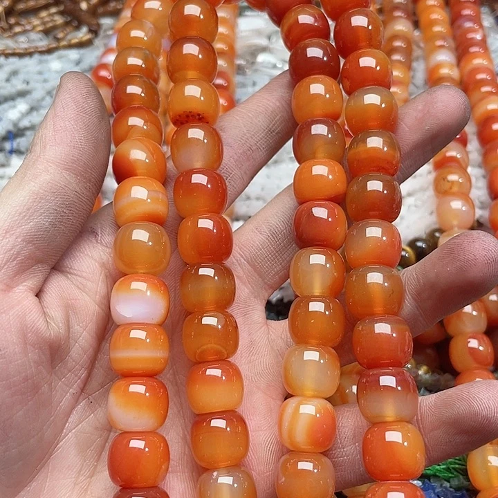 玛瑙/玉髓珠宝半成品未镶嵌三***子2条14mm玛瑙老型