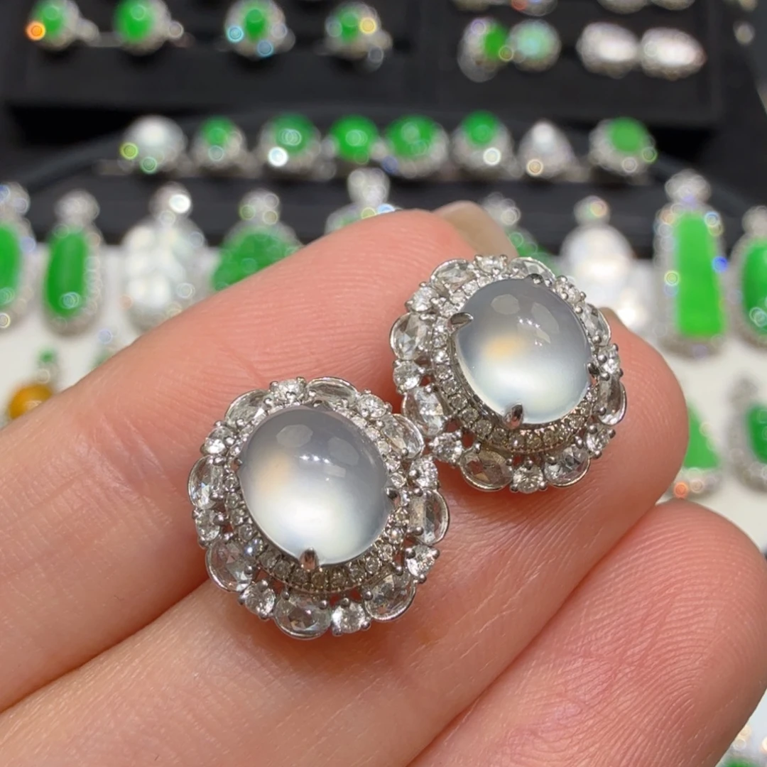 翡翠18K金镶嵌耳饰收到货48小时鉴赏期