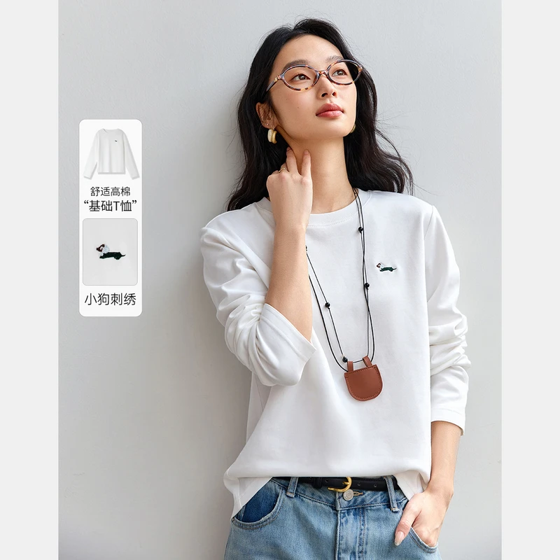 *简约时尚休闲百搭T恤含棉纯色套头上衣A0099