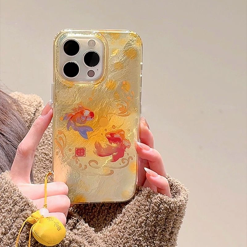 红色锦鲤适用华为mate60苹果oppo小米15/14/13pro防摔vivo手机壳