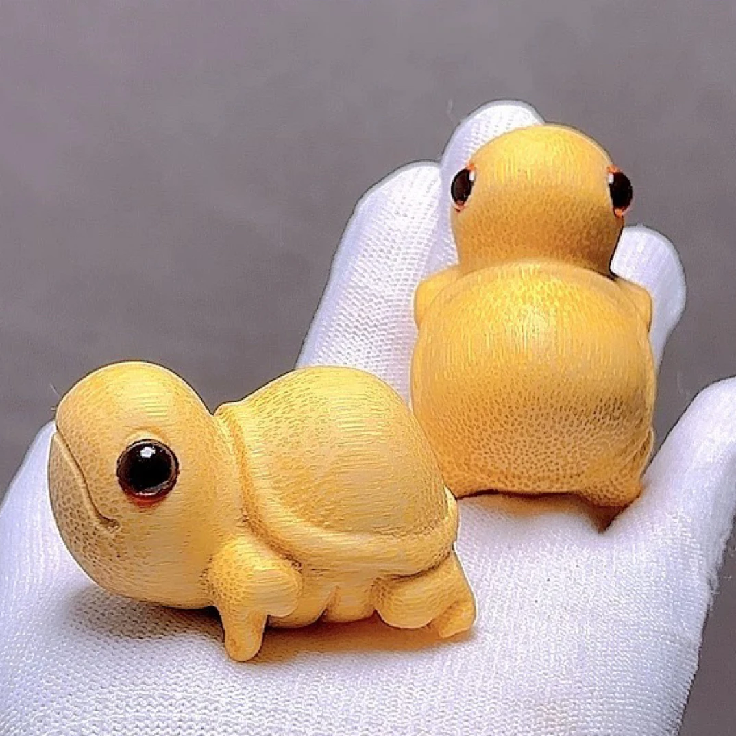 小乌龟龙血金丝竹实心竹雕刻