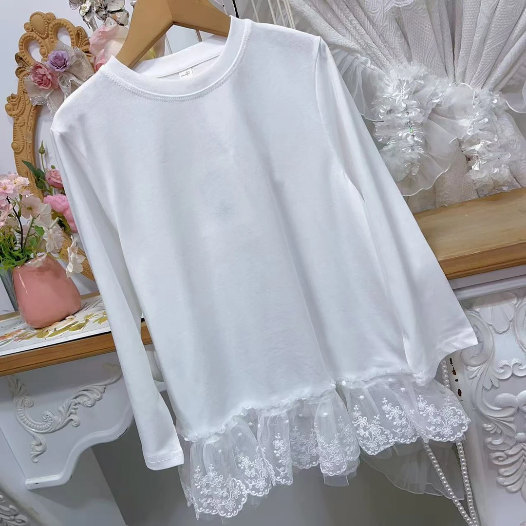 【范范童装优选】女童轻奢小清新【下摆花边打底衫】251S012