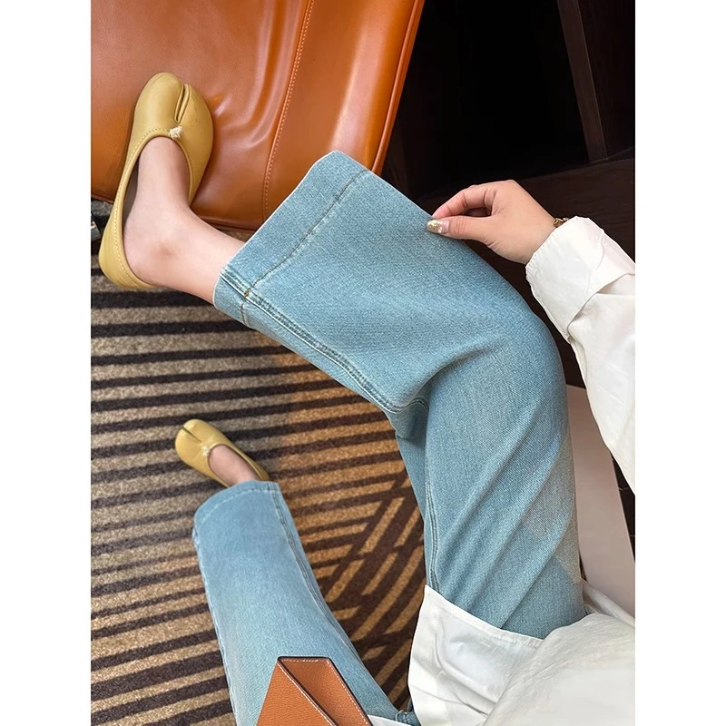 直筒牛仔裤女2025新款秋装爆款高腰宽松显瘦小个子九分阔腿裤子