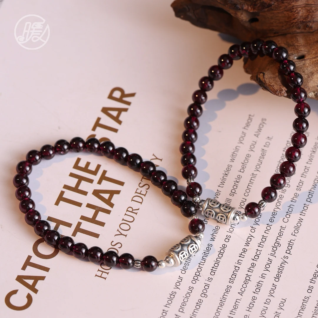 单圈石榴石手串5mm搭配钱币桶珠配件手链D3258多样性发一