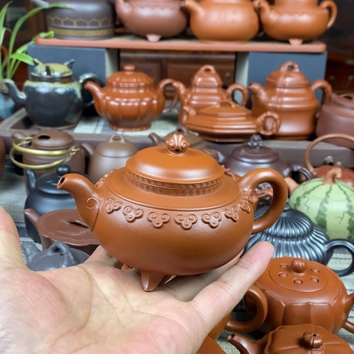 紫砂茶壶云肩如意200-230-300cc原矿赵庄朱泥元旦特价