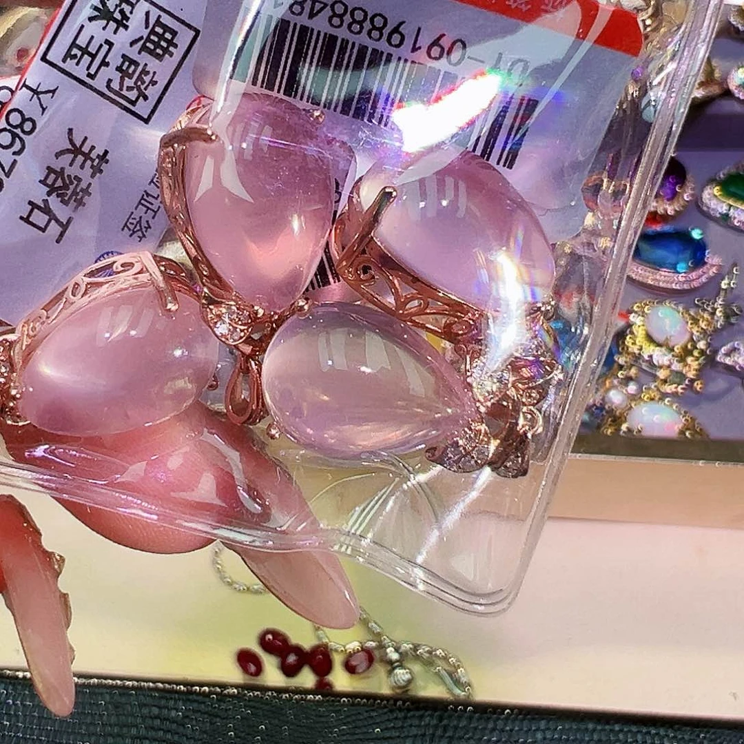 银S925镶嵌珠宝半成品芙蓉石