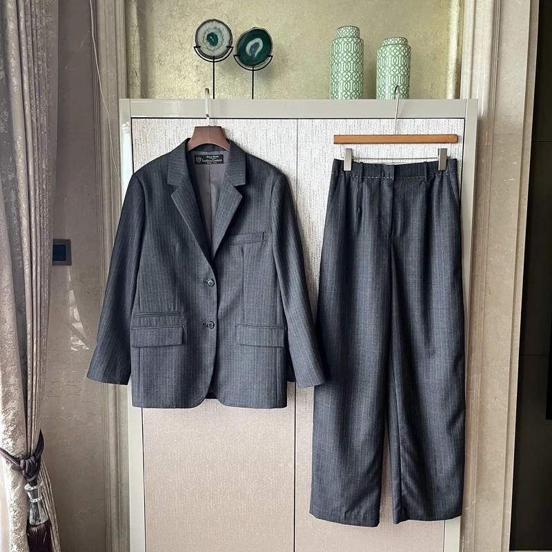 【B*V套】意大利奢牌御用暗条纹精纺su*per抗皱西服套装