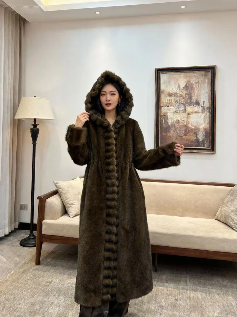 52011女连帽海军领长款玫红色通勤风黑色甜美风