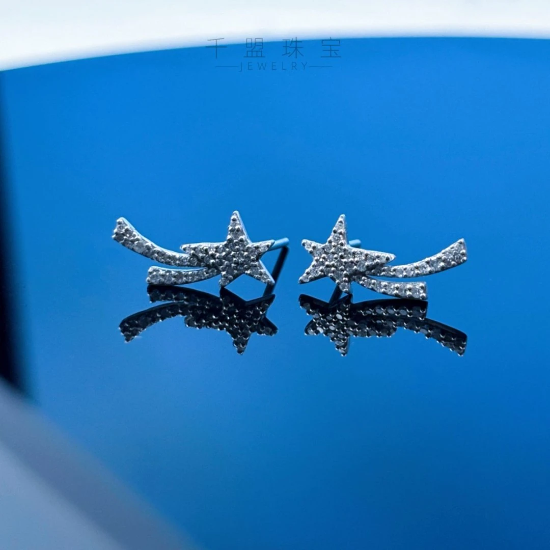 【千盟珠宝】重金 彗星耳钉