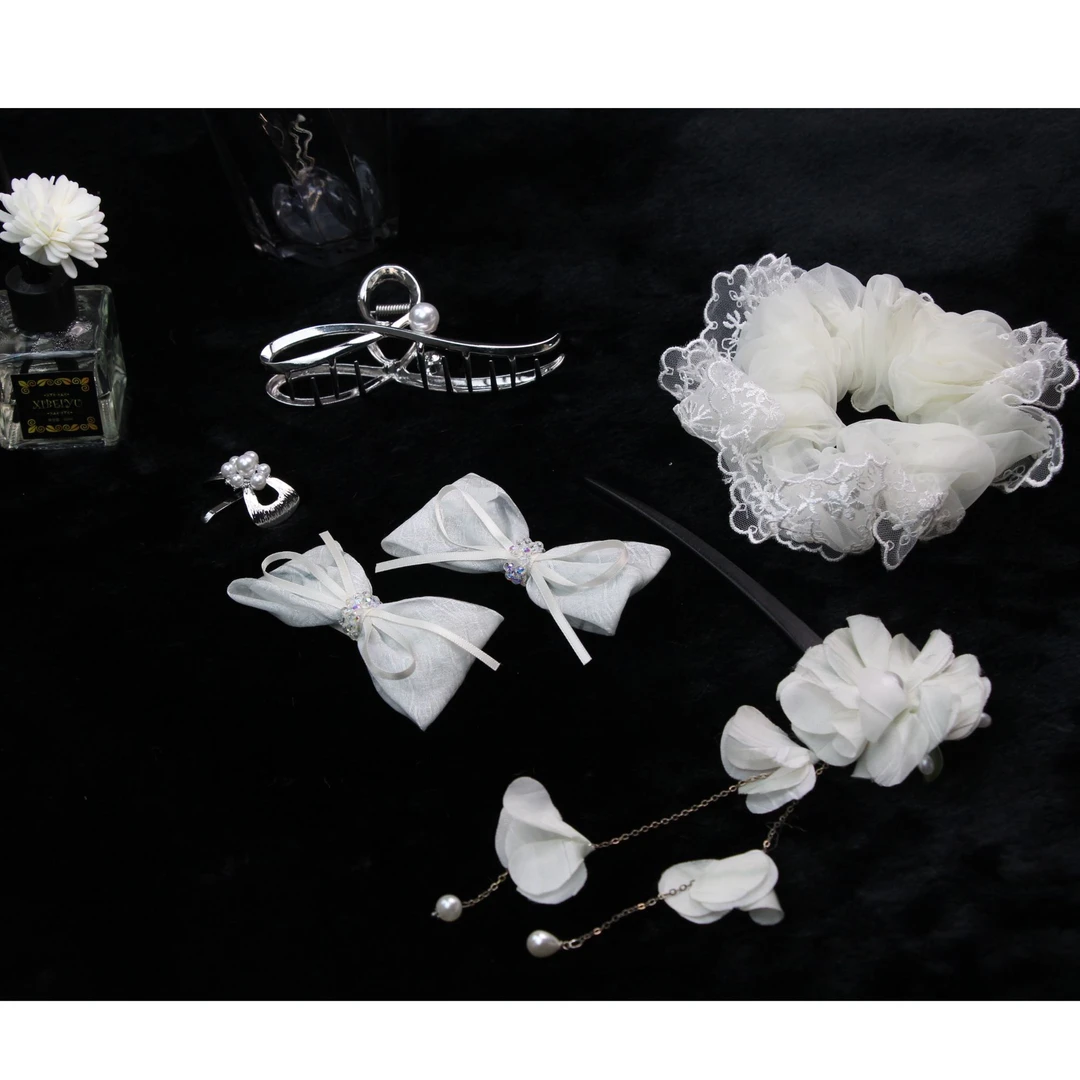 轻奢高级感小众发饰头饰气超仙法式复古古风仙气公主白色少女甜美