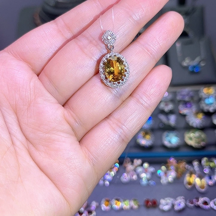 银S925镶嵌吊坠(赠链)黄晶