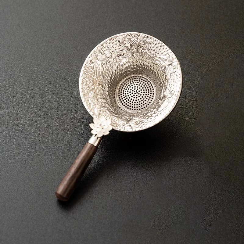 B539合金鱼戏荷塘茶漏茶滤高档茶具配件公杯滤茶器防烫泡茶过滤网