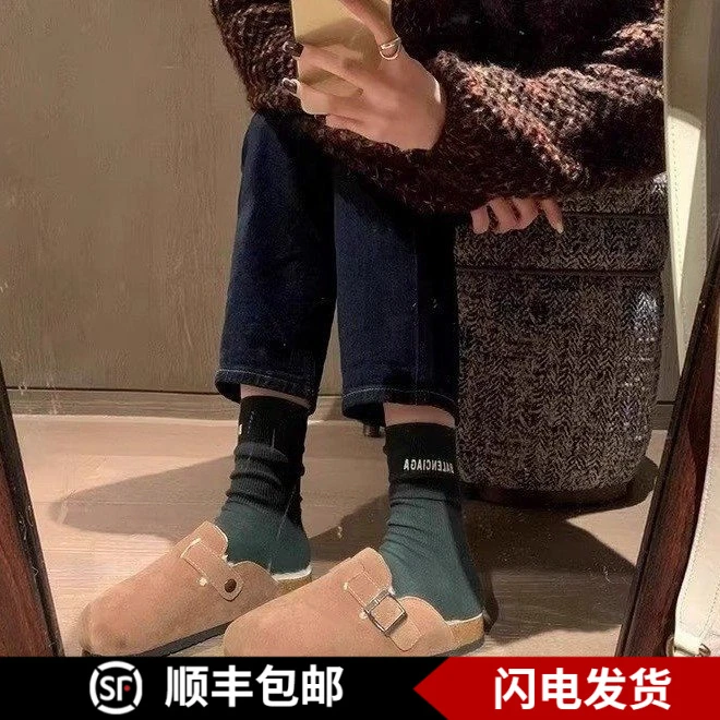 2025新款欧货踩屎感勃肯鞋厚底软皮软底低帮女勃肯拖鞋潮休闲