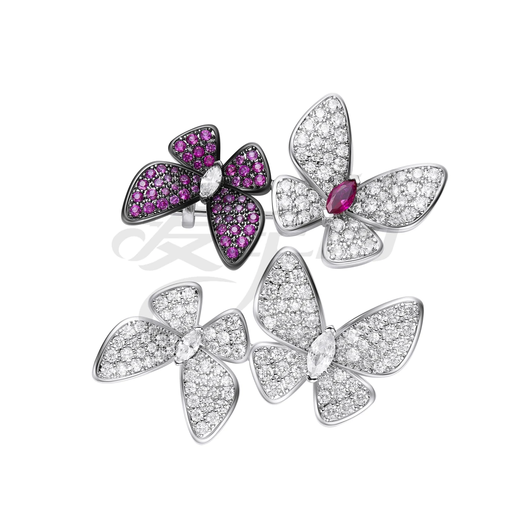 铜锆石胸针 爱宇诗 灵韵蝶影 精致优雅正版精选5A镀18K胸针