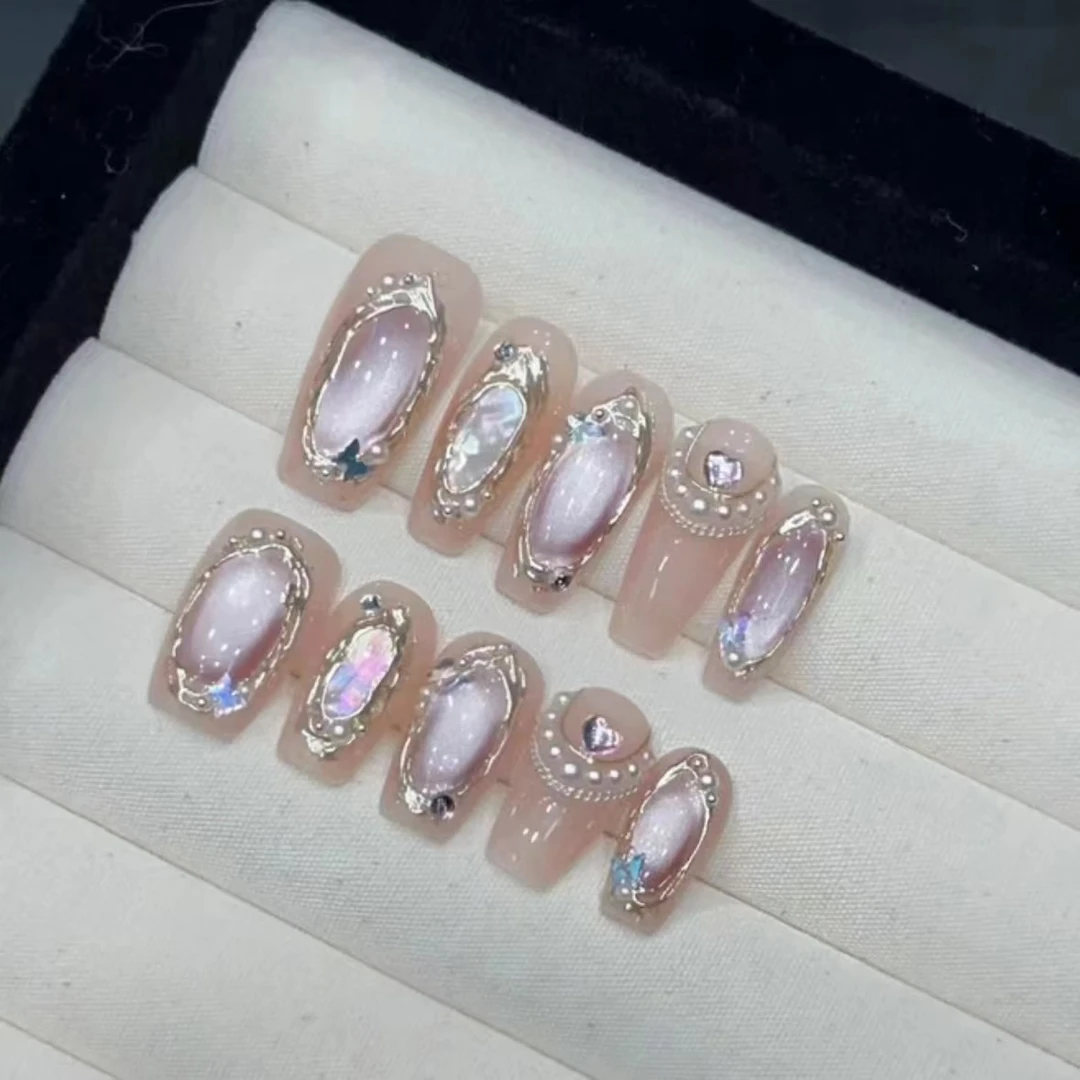 【巴洛玫瑰】纯手工穿戴甲光疗甲气质穿搭可替换美甲贴片