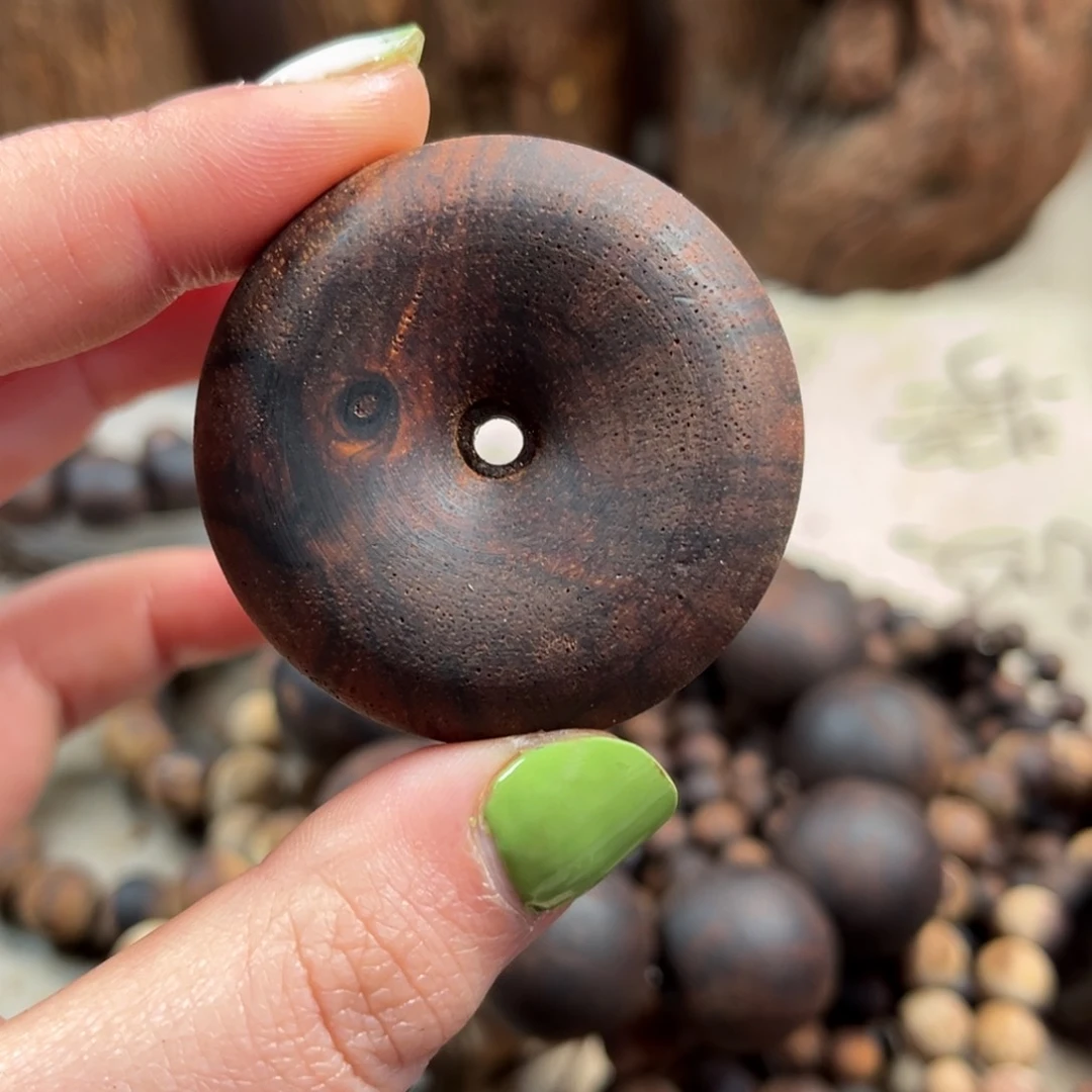 降真香手串/手链大**?原木平安扣糖结黄油麻丝4.5