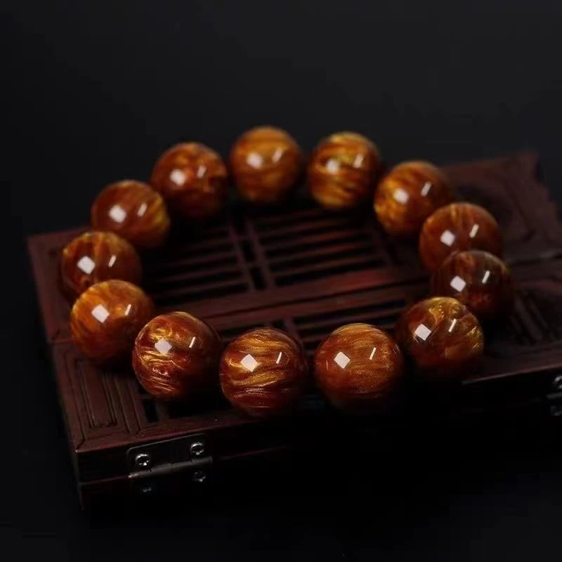 QL56漫天金丝海柳佛珠手串<无礼盒>