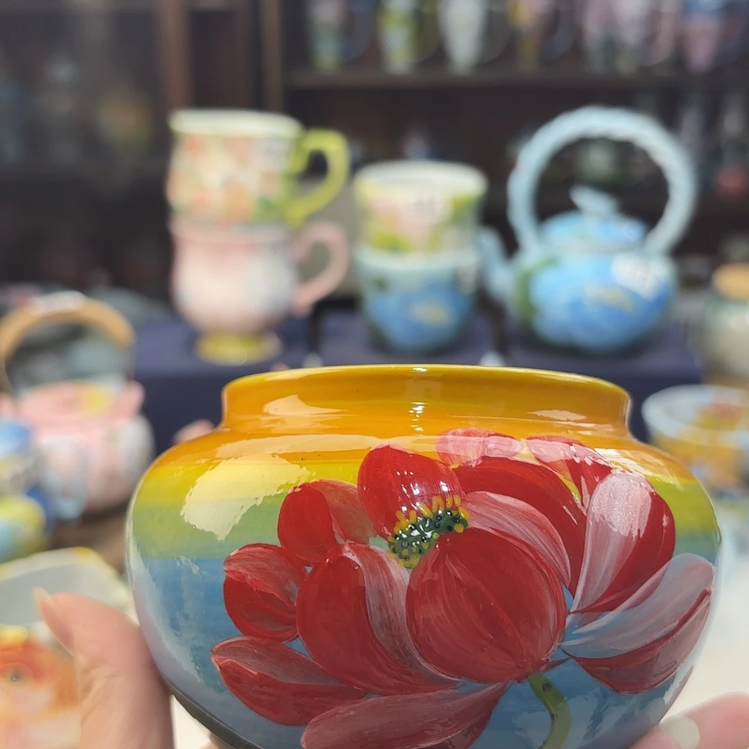瓷片景德镇手绘高温釉下彩陶瓷茶具