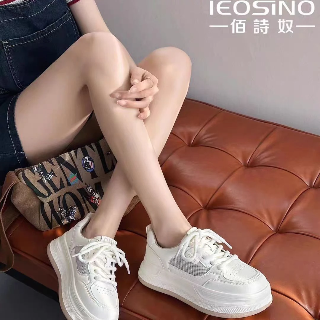 478544602佰诗奴小白鞋百搭女2025新款夏季透气网面厚底休闲板鞋