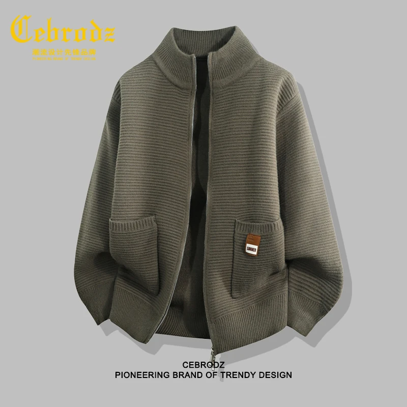 法国Cebrodz秋季新款半高领拉链高级感开衫休闲舒适毛衣针织衫男