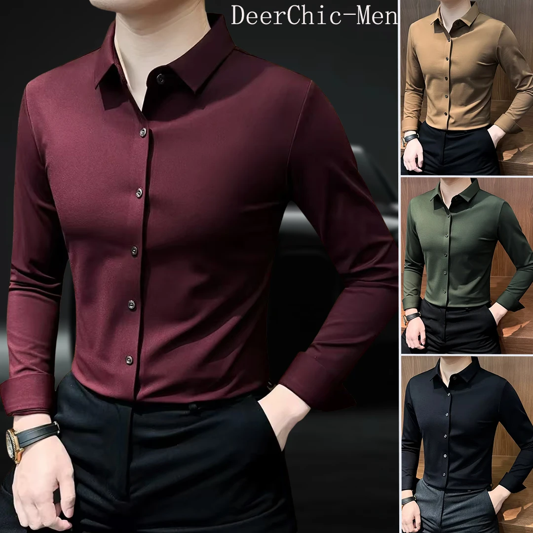 无痕男士保暖衬衫长袖轻奢痞帅高级感男装红茶风衬衣男款长袖秋冬