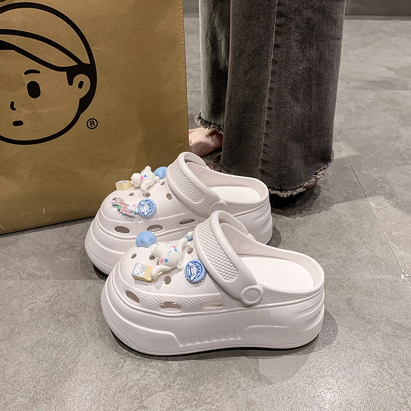 厚底超高9cm少女心卡通洞洞鞋女2025年款增高防滑洞洞鞋厚底高跟