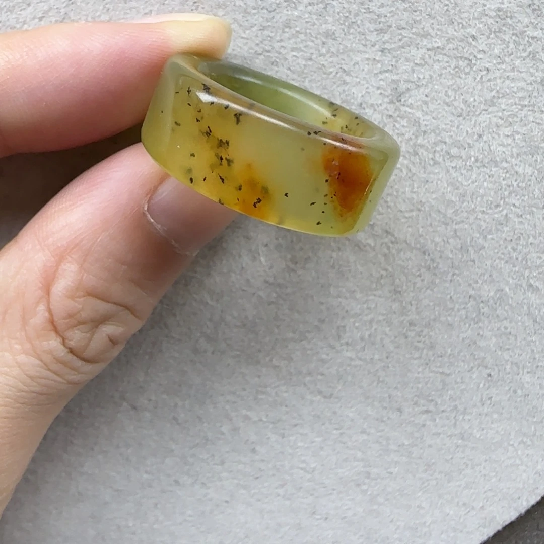 蛇纹石玉未镶嵌戒指17-18码