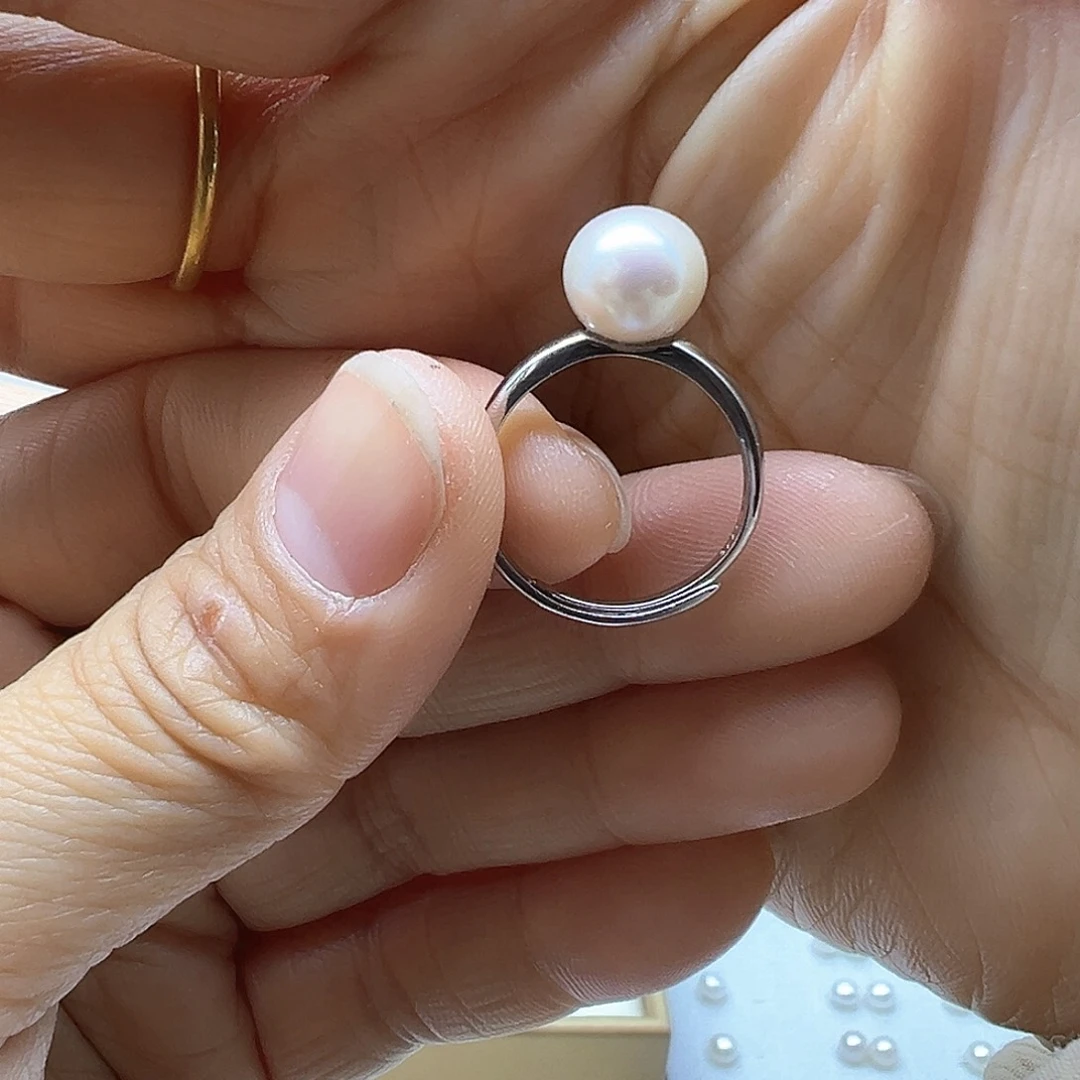 淡水珍珠戒指银S925镶嵌