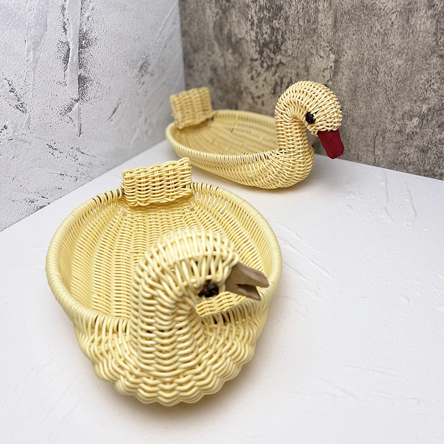 箩筐动物筐收纳手工托盘竹篮竹筐柳条子鸡蛋编织摆件藤编餐具