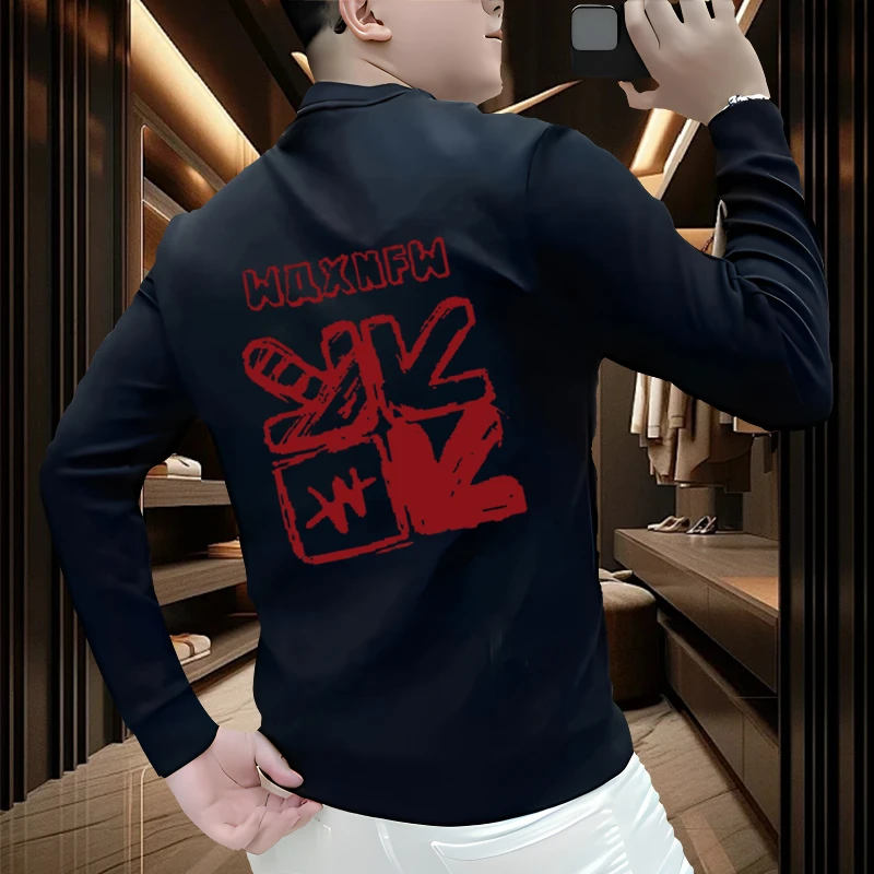 重磅2025男士圆领卫衣基础百搭字母印花上衣休闲加绒长袖男款打底