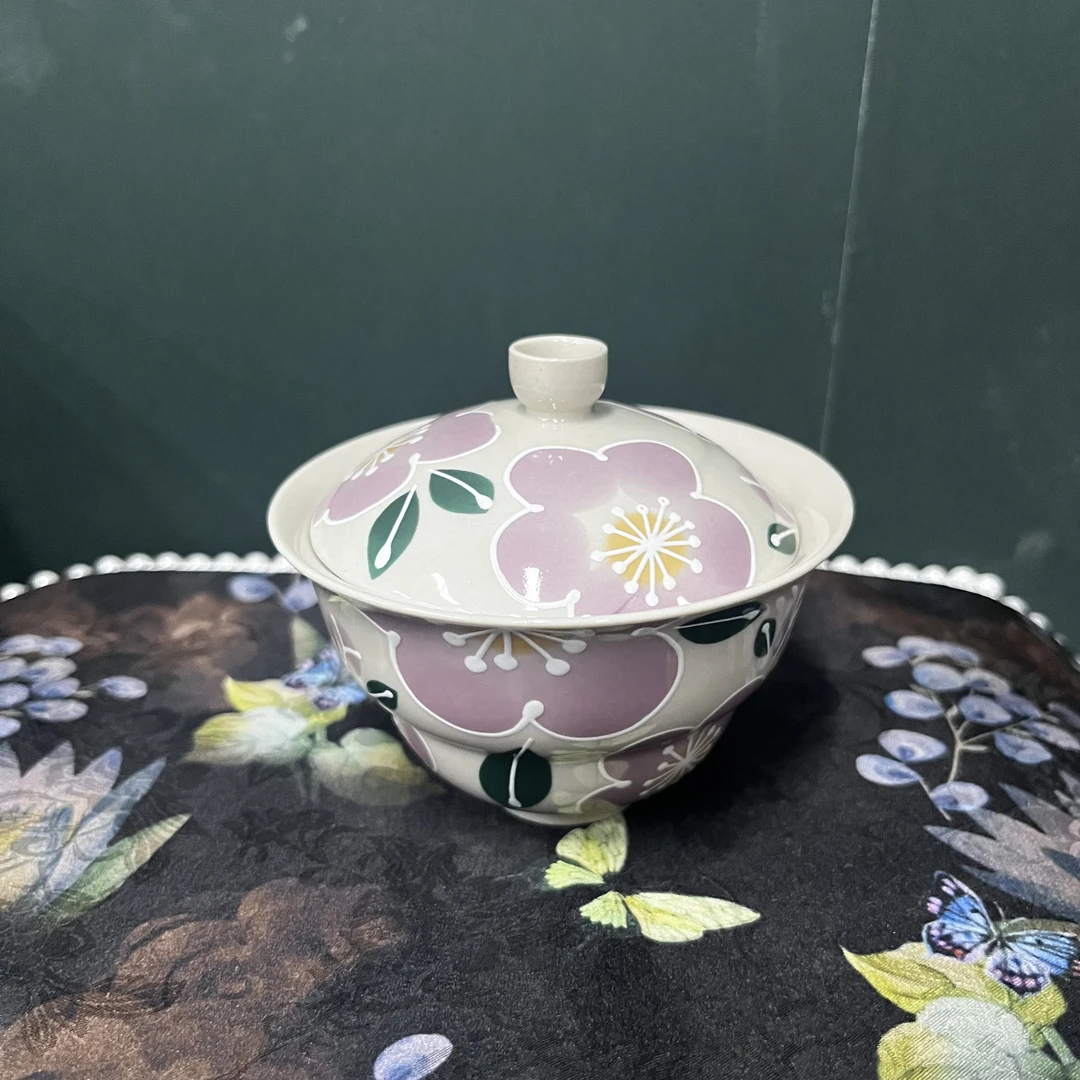 新品 手绘樱花系列盖碗