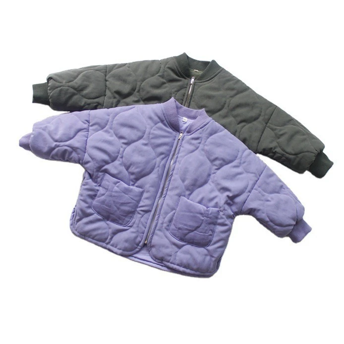 冬季儿童棉服纯色童装棉衣保暖韩版时尚夹棉外套宝宝拉链男女童装