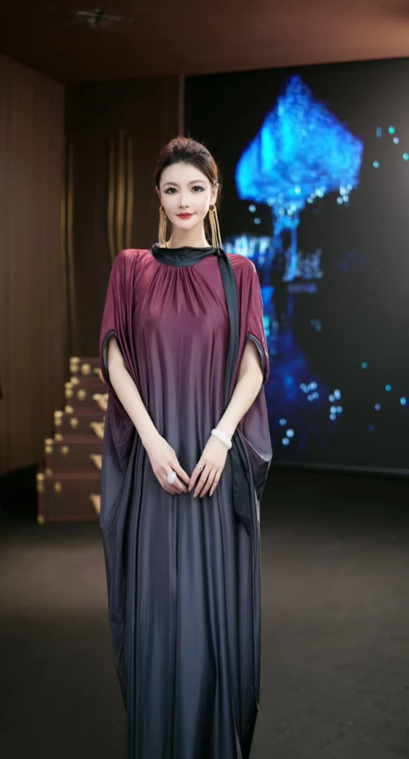 YINGHOU【曼曼】显瘦轻奢长款时尚优雅法式设计师连衣裙D2278