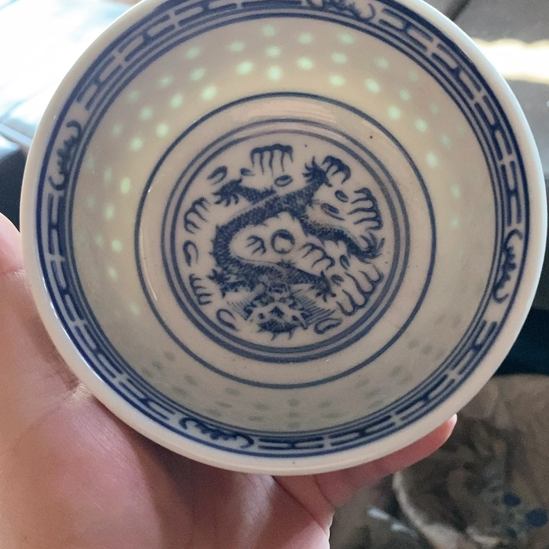 碗5寸青花玲珑瓷碗拍6发8